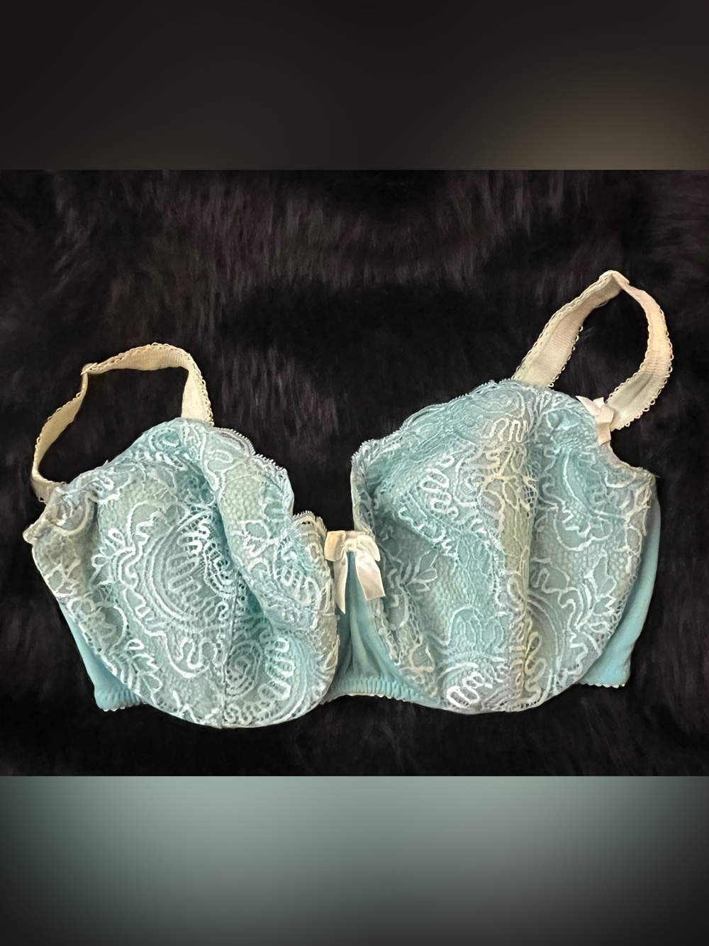 Ewa Michalak 75H Aqua Blue Ivory Lace Underwire Bra Polish Lingerie